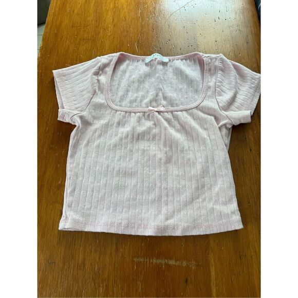 Gaze Tops - Gaze Babydoll light pink quilted cotton t-shirt s